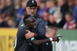 Soccer Football - Premier League - Burnley v Liverpool - Turf Moor, Burnley, Britain - August 31, 2019 Liverpool's Sadio Mane reacts after being substituted off as manager Juergen Klopp looks on Action Images via Reuters/Carl Recine EDITORIAL USE ONLY. No use with unauthorized audio, video, data, fixture lists, club/league logos or