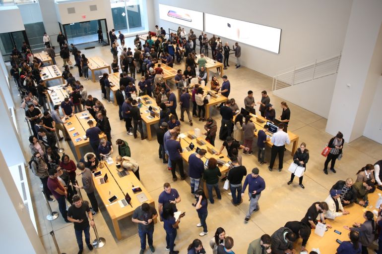 Apple's New iPhone X on Sale in stores- - NEW YORK, USA - NOVEMBER 3: Apple's New iPhone X goes on sale at an Apple Store to buy Apple's New iPhone X in Manhattan, New York in Manhattan of New York, United States on November 3, 2017.