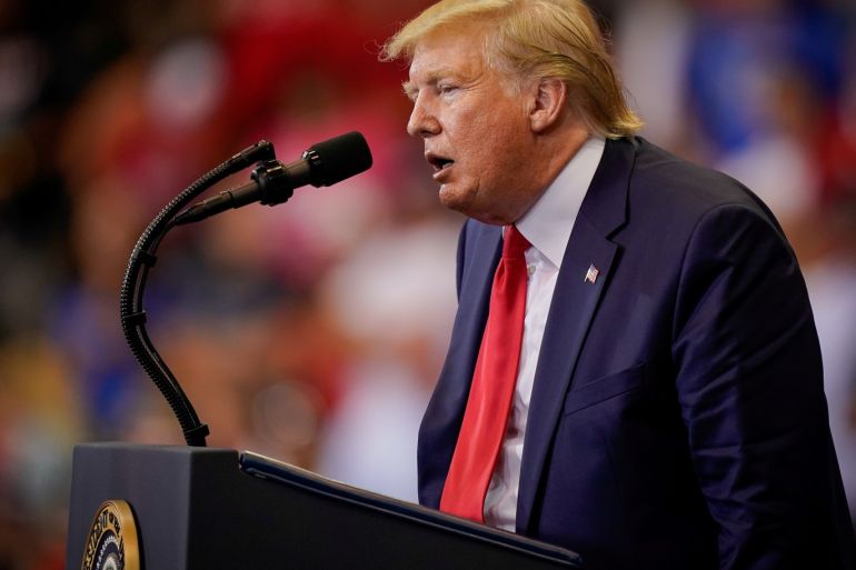 U.S. President Donald Trump speaks at a campaign rally in Cincinnati, Ohio. U.S., August 1, 2019. REUTERS/Bryan Woolston - RC16D4A6A540