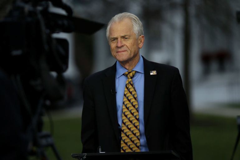 White House trade adviser Peter Navarro gives an interview with Fox News as U.S. stocks plummet, outside of the White House in Washington, U.S. December 4, 2018. REUTERS/Leah Millis