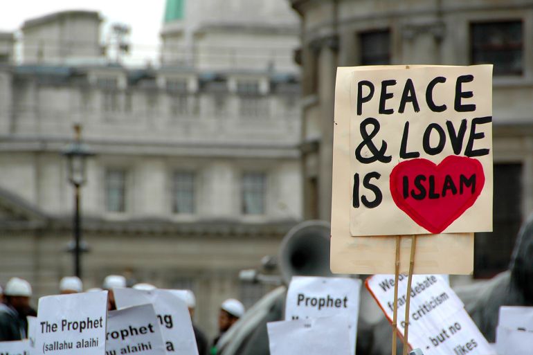 The Muslim community has a lot of work to do, to convince the world that Islam is peace and love, I hope they succeed. Muslim Cartoon Protest in London.