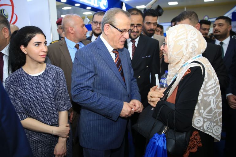 Opening ceremony of the International Health Fair in Baghdad- - BAGDAD, IRAQ - SEPTEMBER 02: Iraqi Health Minister Alaa al-Alwan visits stands at the International Health Fair at Baghdad International Exhibition in Baghdad, Iraq on September 02, 2019.