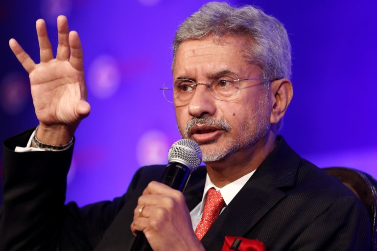 India's Foreign Minister Subrahmanyam Jaishankar gestures as he speaks at 'The Growth Net' summit in New Delhi, India June 6, 2019. REUTERS/Adnan Abidi