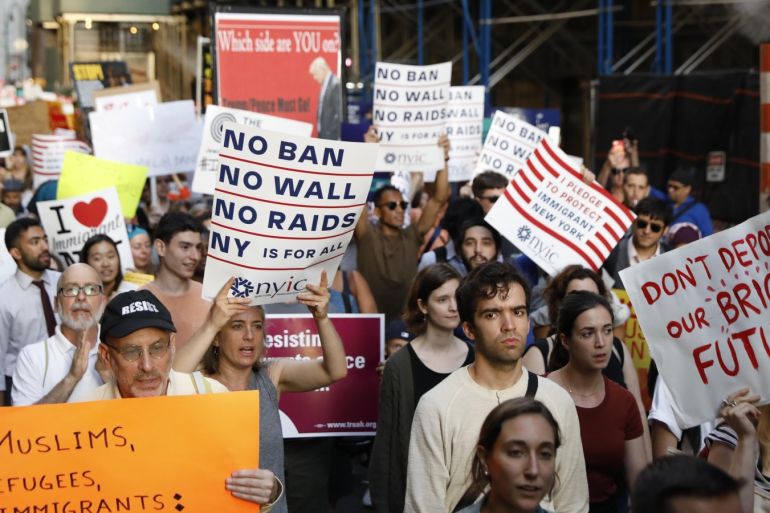 People protest against U.S. President Donald Trump's immigration policies in New York City, U.S., June 26, 2018. REUTERS/Brendan Mcdermid