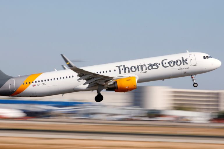 A Thomas Cook Airbus A321-200 airplane takes off at the airport in Palma de Mallorca, Spain, July 28, 2018. REUTERS/Paul Hanna