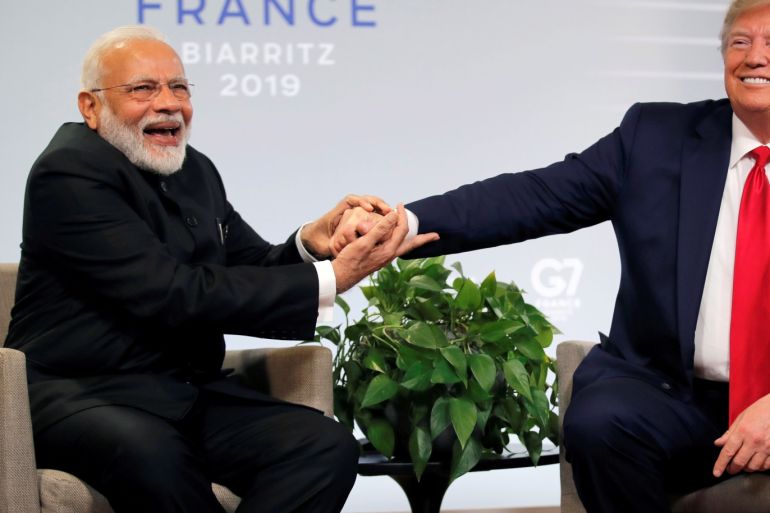 U.S. President Donald Trump meets Indian Prime Minister Narendra Modi for bilateral talks during the G7 summit in Biarritz, France, August 26, 2019. REUTERS/Carlos Barria TPX IMAGES OF THE DAY