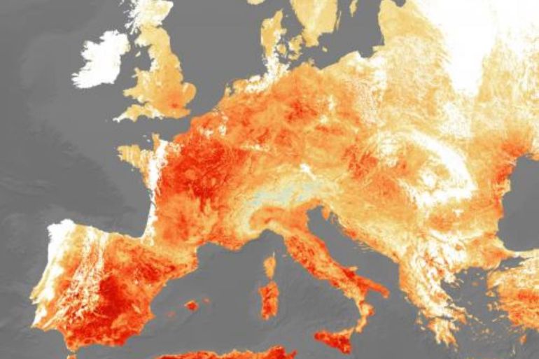 Said سعيد - المنظمة العالمية للأرصاد الجوية - تظهر درجة الحرارة في أوروبا وشمال أفريقيا يوم 25 يوليو الماضي في ذروة موجة - هذه أبرز تداعيات الاحتباس الحراري في المستقبل