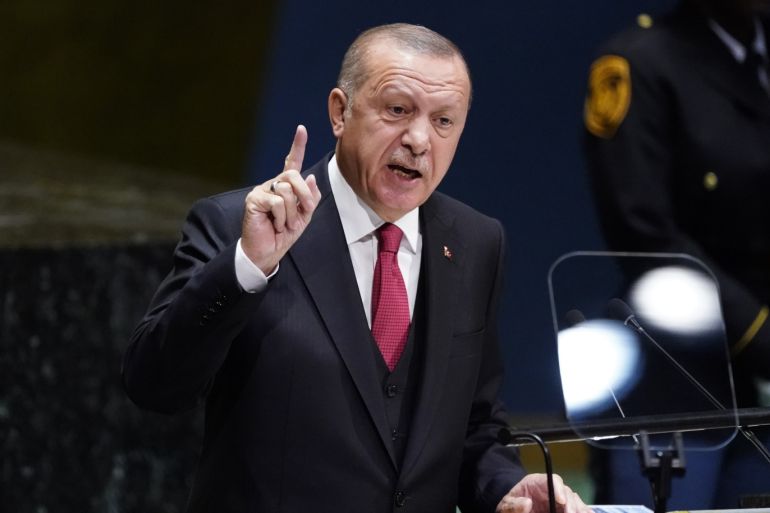Turkey's President Recep Tayyip Erdogan addresses the 74th session of the United Nations General Assembly at U.N. headquarters in New York City, New York, U.S., September 24, 2019. REUTERS/Carlo Allegri