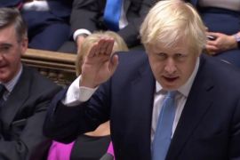 Britain's Prime Minister Boris Johnson speaks after Britain’s parliament voted on whether to hold an early general election, in Parliament in London, Britain, September 10, 2019, in this still image taken from Parliament TV footage. Parliament TV via REUTERS