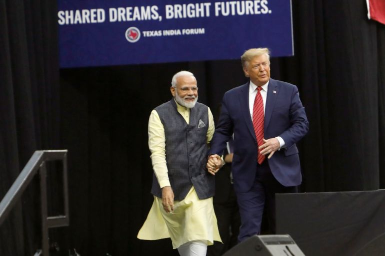 U.S. President Donald Trump and Indian Prime Minister Narendra Modi during a