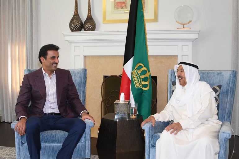 أمير دولة قطر الشيخ تميم بن حمد يزور أمير الكويت في نيويورك