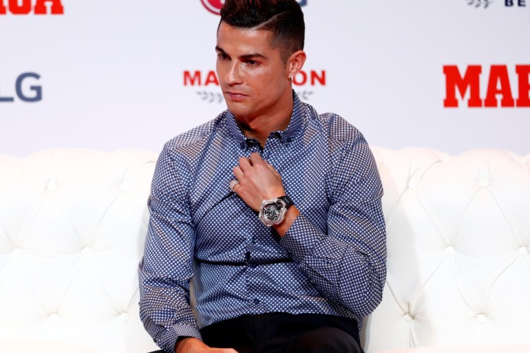 Soccer Football - Cristiano Ronaldo receives the MARCA Legend award - Reina Victoria Theater, Madrid, Spain - July 29, 2019 Cristiano Ronaldo during the presentation REUTERS/Juan Medina