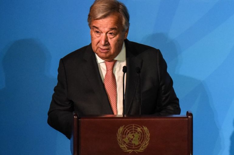 NEW YORK, NY - SEPTEMBER 23: United Nations Secretary-General António Guterres speaks at the Climate Action Summit at the United Nations on September 23, 2019 in New York City. While the United States will not be participating, China and about 70 other countries are expected to make announcements concerning climate change. The summit at the U.N. comes after a worldwide Youth Climate Strike on Friday, which saw millions of young people around the world demanding action t