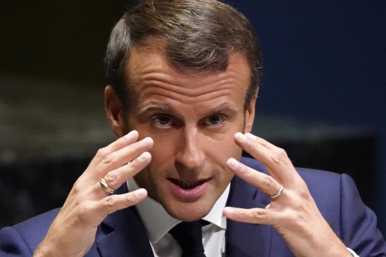 French President Emmanuel Macron addresses the 74th session of the United Nations General Assembly at U.N. headquarters in New York City, New York, U.S., September 24, 2019. REUTERS/Carlo Allegri