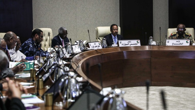 First meeting of the new government in Sudan- - KHARTOUM, SUDAN - SEPTEMBER 10 : Sudanese Prime Minister Abdalla Hamdok (2nd R) chairs the first meeting of the new government in Khartoum, Sudan on September 10, 2019.