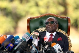 Zimbabwe's former president Robert Mugabe attends a press conference at his private residence nicknamed