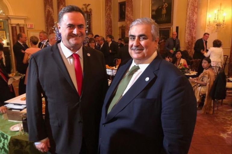 وزير الخارجية الإسرائيلي يسرائيل كاتس مع نظيره البحريني خالد بن أحمد آل خليفة