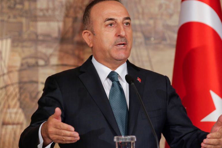 Turkish Foreign Minister Mevlut Cavusoglu attends a news conference in Istanbul, Turkey, October 11, 2019. REUTERS/Huseyin Aldemir