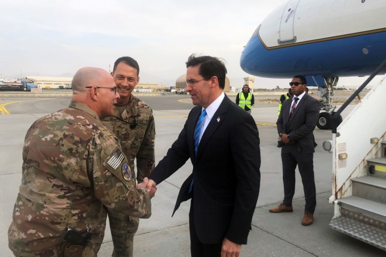 U.S. Defense Secretary Mark Esper arrives in Kabul, Afghanistan October 20, 2019. REUTERS/Idrees Ali