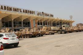 UAE military vehicles are seen at the international airport of the southern port city of Aden, Yemen August 5, 2015. Picture taken August 5, 2015. REUTERS/Fawaz Salman