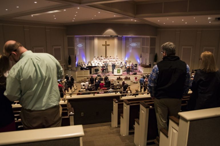 Trump's America- - TENNESSEE, USA - JANUARY 07: Evangelical Christians gather for Sunday worship service at First Evangelical Church in Memphis, Tennessee, United States on January 07, 2018.