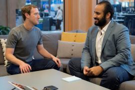 Saudi Arabia's then Deputy Crown Prince Mohammed bin Salman (R) meets Facebook CEO Mark Zuckerberg at the tech giant's headquarters in Silicon Valley in 2016