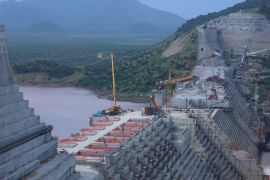 Ethiopia's Grand Renaissance Dam is seen as it undergoes construction work on the river Nile in Guba Woreda, Benishangul Gumuz Region, Ethiopia September 26, 2019. Picture taken September 26, 2019. REUTERS/Tiksa Negeri