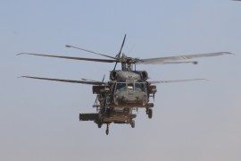 Turkey, US hold 7th joint helicopter flight over Syria- - SANLIURFA, TURKEY - SEPTEMBER 28 : A photo taken from Turkey's Sanliurfa province shows the helicopters conducting seventh round of joint flights on September 28, 2019 in Sanliurfa, Turkey. Turkish and U.S. armed forces conducted the seventh round of joint helicopter flights on Saturday for a planned safe zone east of the Euphrates River in northern Syria.