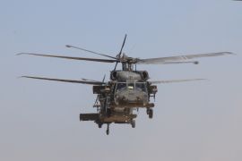 Turkey, US hold 7th joint helicopter flight over Syria- - SANLIURFA, TURKEY - SEPTEMBER 28 : A photo taken from Turkey's Sanliurfa province shows the helicopters conducting seventh round of joint flights on September 28, 2019 in Sanliurfa, Turkey. Turkish and U.S. armed forces conducted the seventh round of joint helicopter flights on Saturday for a planned safe zone east of the Euphrates River in northern Syria.