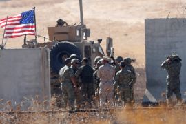 Turkish and U.S. troops meet on the Turkish-Syrian border for a joint U.S.-Turkey patrol in northern Syria, as it is pictured from near the Turkish town of Akcakale, Turkey, September 8, 2019. REUTERS/Murad Sezer