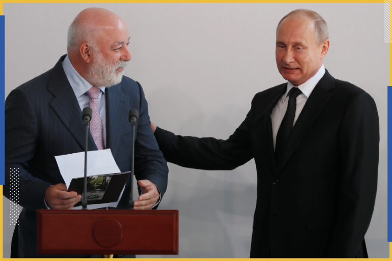 الملياردير الروسي "فيكتور فيكسيلبيرغ" والرئيس الروسي "بوتين"  (رويترز)