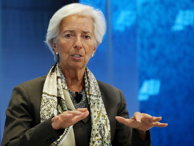 WASHINGTON, DC - JUNE 05: IMF Managing Director Christine Lagarde speaks about the G20 and the global economy during a discussion at the headquarters of the American Enterprise Institute for Public Policy Research (AEI) on June 5, 2019 in Washington, DC. Mark Wilson/Getty Images/AFP== FOR NEWSPAPERS, INTERNET, TELCOS & TELEVISION USE ONLY ==