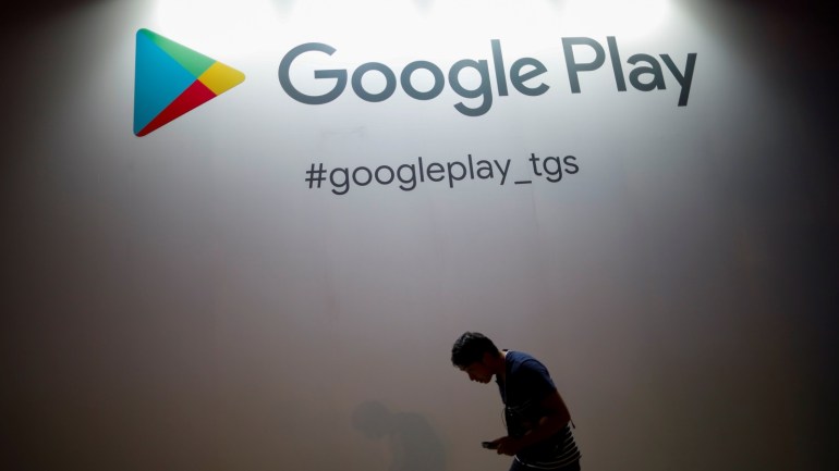 The Google Play logo will be displayed at Tokyo Game Show 2019 in Chiba, east of Tokyo, Japan, September 12, 2019. REUTERS / Issei Kato