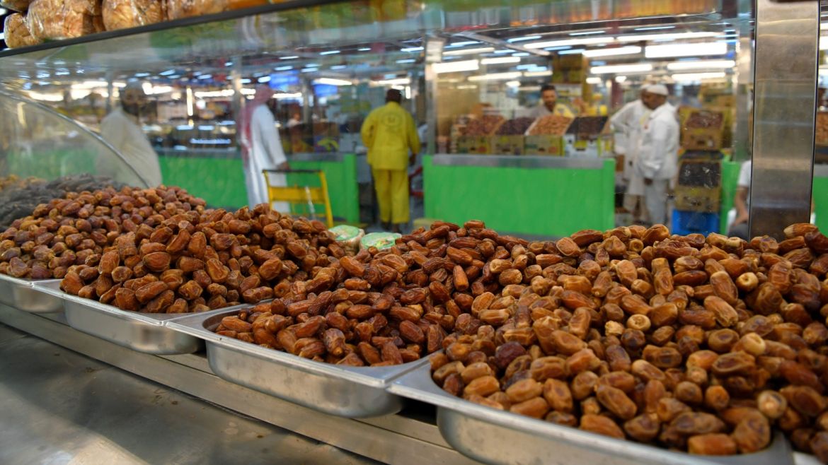 Dates are displayed in a food and dates market in Mecca, Saudi Arabia, August 7, 2019. Picture taken August 7, 2019. REUTERS/Waleed Ali