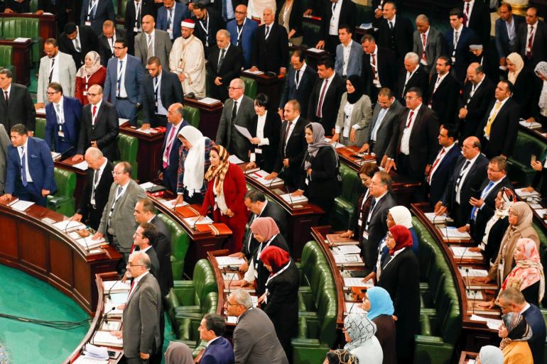 Tunisia's new parliament members take an oath in Tunis, Tunisia November 13, 2019. REUTERS/Zoubeir Souissi