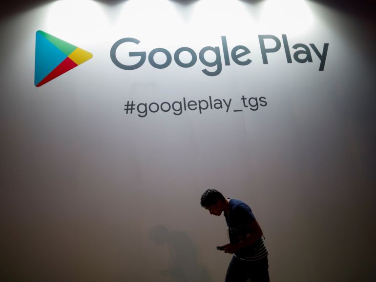 The logo of Google Play is displayed at Tokyo Game Show 2019 in Chiba, east of Tokyo, Japan, September 12, 2019. REUTERS/Issei Kato