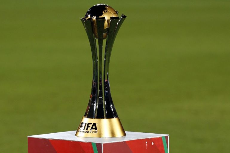 MARRAKECH, MOROCCO - DECEMBER 20: The FIFA Club World Cup trophy prior to the FIFA Club World Cup Final match between Real Madrid CF and San Lorenzo at Le Grand Stade de Marrakech on December 20, 2014 in Marrakech, Morocco. (Photo by Steve Bardens/Getty Images)