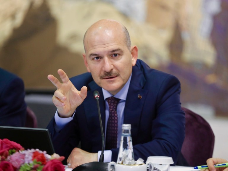 Turkish Interior Minister Suleyman Soylu speaks during a news conference for foreign media correspondents in Istanbul, Turkey, August 21, 2019. Ahmet Bolat/Pool via REUTERS