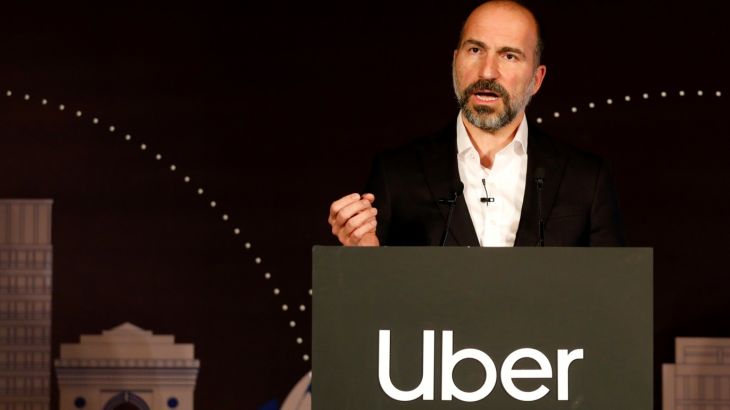 Uber CEO Dara Khosrowshahi speaks to the media at an event in New Delhi, India, October 22, 2019. REUTERS/Anushree Fadnavis