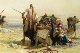 Omran Abdullah - لوحة للرسام البريطاني كارل هاغ في الصحراء 1867، ويكي كومنز - معدل: الاستشراق الاستعماري والمعاصر.. هل كان النموذج الألماني مختلفاً؟