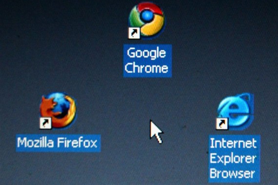 MUNICH, GERMANY - SEPTEMBER 06: In this photo illustration Google's Chrome browser shortcut, Google Inc.'s new Web browser, is displayed next to Mozilla Firefox shortcut and Microsoft's Internet Explorer browser shortcut, on an laptop. (Photo Illustration by Alexander Hassenstein/Getty Images)