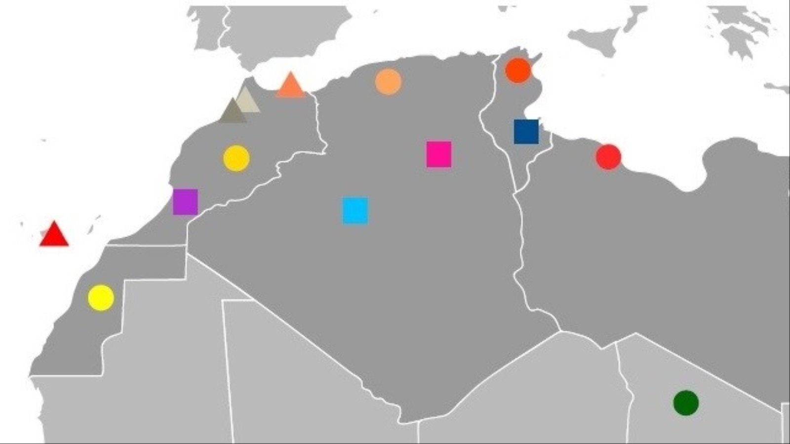 المواقع التي أخذت منها عينات البصمة الوراثية في شمال أفريقيا (جامعة بومبيو فابرا)