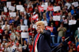U.S. President Donald Trump attends a campaign rally at the Rupp Arena in Lexington, Kentucky, U.S., November 4, 2019. REUTERS/Yuri Gripas