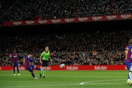 Soccer Football - La Liga Santander - FC Barcelona v Celta Vigo - Camp Nou, Barcelona, Spain - November 9, 2019 Barcelona's Lionel Messi scores their second goal REUTERS/Albert Gea