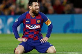 Soccer Football - Champions League - Group F - FC Barcelona v SK Slavia Prague - Camp Nou, Barcelona, Spain - November 5, 2019 Barcelona's Lionel Messi reacts REUTERS/Albert Gea
