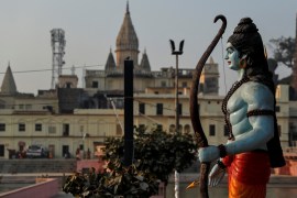 A statue of Hindu Lord Ram is seen after Supreme Court's verdict on a disputed religious site, in Ayodhya, India, November 10, 2019. REUTERS/Danish Siddiqui