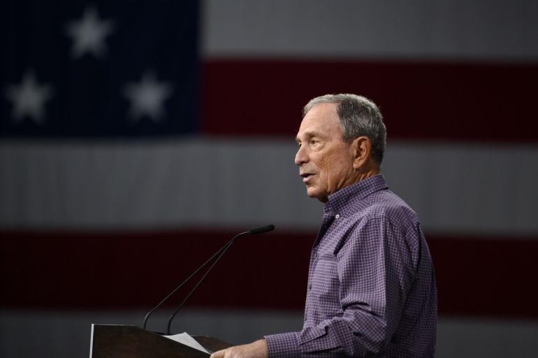 DES MOINES, IA - AUGUST 10: Former mayor of New York City, and Everytown founder, Michael Bloomberg speaks on stage during a forum on gun safety at the Iowa Events Center on August 10, 2019 in Des Moines, Iowa. The event was hosted by Everytown for Gun Safety. Stephen Maturen/Getty Images/AFP== FOR NEWSPAPERS, INTERNET, TELCOS & TELEVISION USE ONLY ==