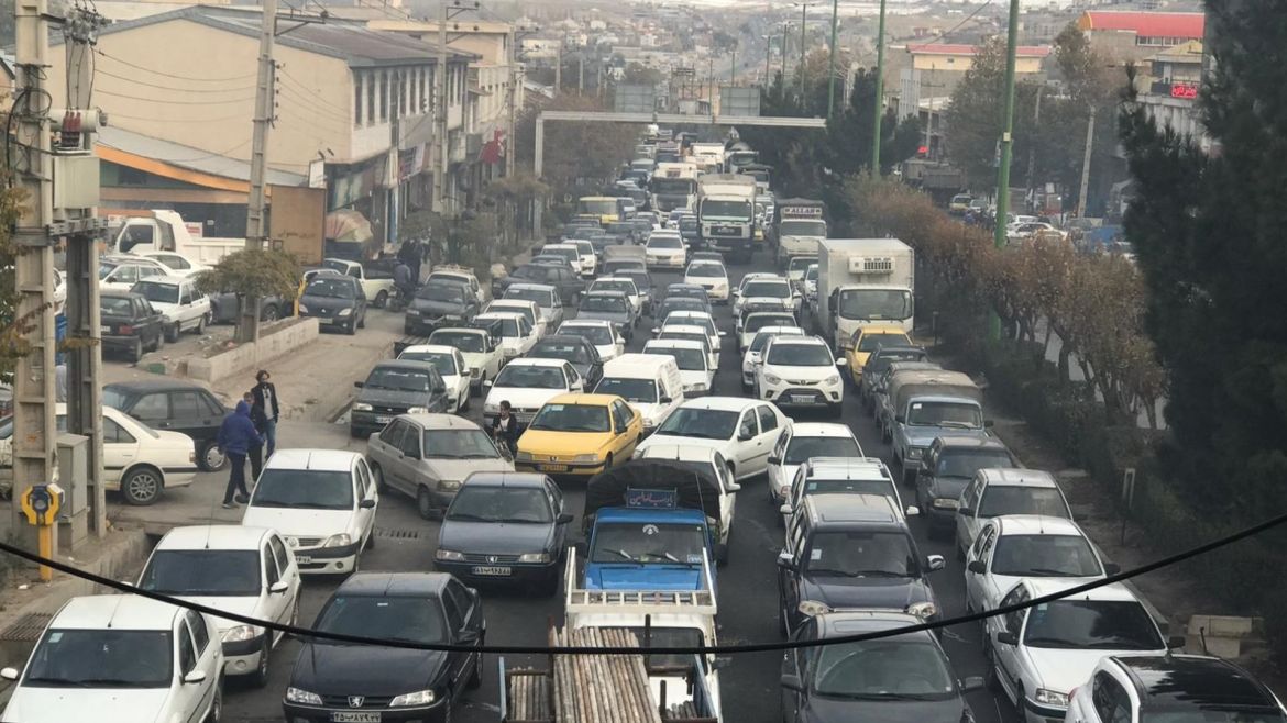 Protest against gasoline price hike in Iran- - TEHRAN, IRAN - NOVEMBER 16: Vehicles are seen as protesters block the roads during a protest against gasoline price hike at Damavand of Tehran, Iran on November 16, 2019.
