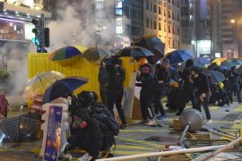 Anti-Government Protests Continue in Hong Kong- - HONG KONG, CHINA - NOVEMBER 18 : A view from Yau Ma Tei area in Kowloon district as anti government protests continue in Hong Kong, China on November 18, 2019. Tense clashes continue at Hong Kong Polytechnic University between protesters and police. Dozens of protesters were detained on Monday as Hong Kong police lay siege to a university, local media reported. The Hong Kong Polytechnic University occupied by protesters since last week has become a hotspot of clashes in the more than five months long political unrest.