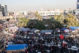 BAGHDAD, IRAQ - NOVEMBER 21: Tahrir Square on November 21, 2019 in Baghdad, Iraq. Thousands of demonstrators have occupied Baghdad's center Tahrir Square since October 1, calling for government and policy reform. For many, Tahrir Square, which protesters are calling